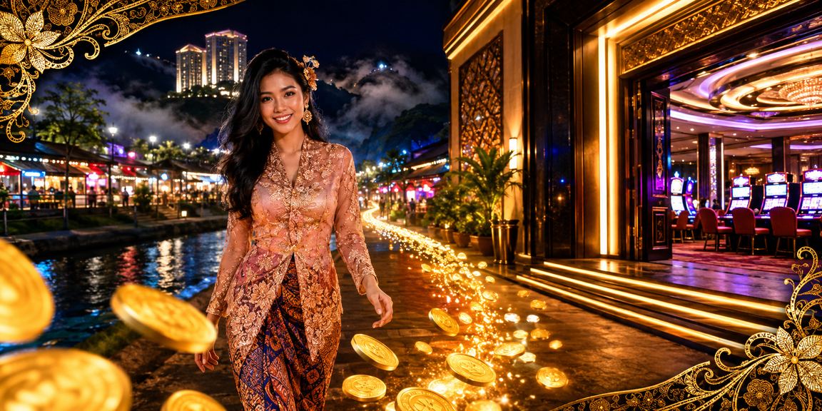 Suasana hiburan kasino mewah di Genting Highlands dengan motif batik Malaysia